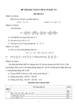 20 Đề thi học sinh giỏi môn Toán Lớp 8 (Có đáp án)